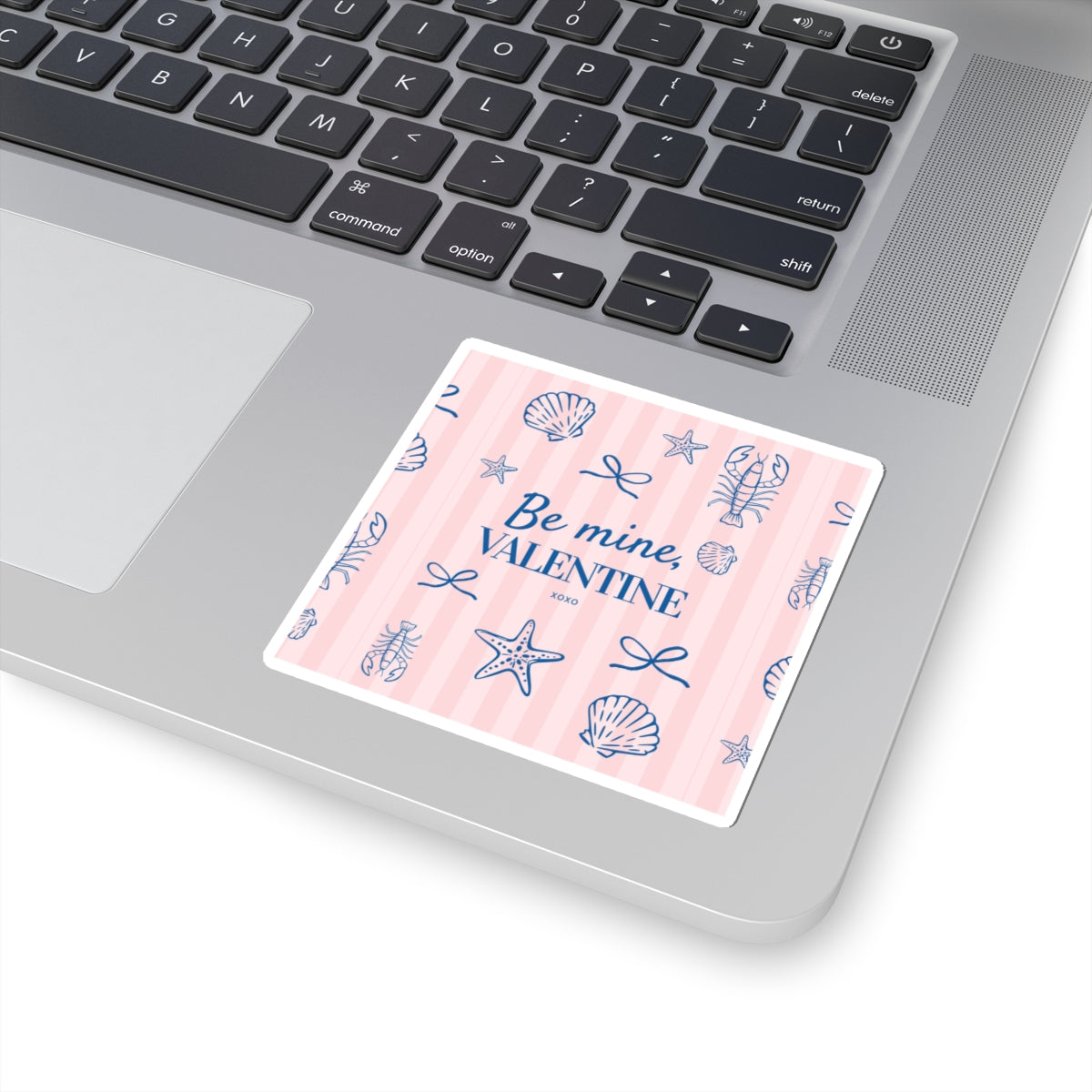 Valentine Seashell Sticker — "Be Mine, VALENTINE" Kiss-Cut Sticker