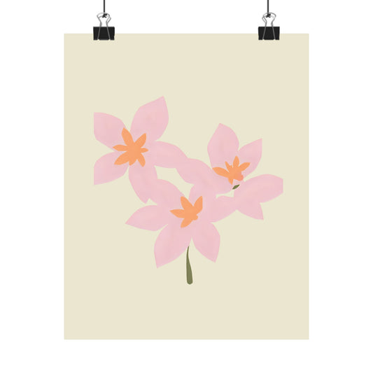 Floral Pink Blossom Matte Poster — Minimal Botanical Wall Art