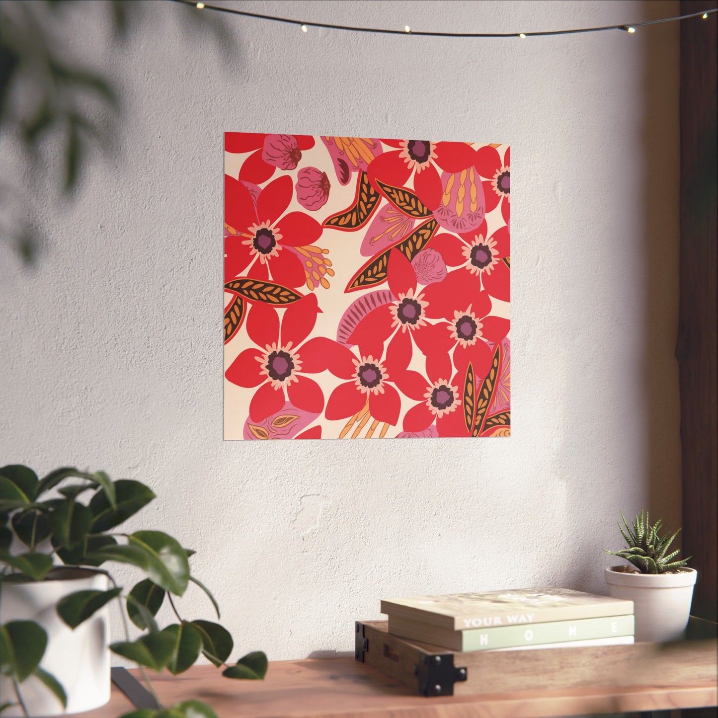 Floral Pop Matte Vertical Poster — Bold Red Blossoms Wall Art