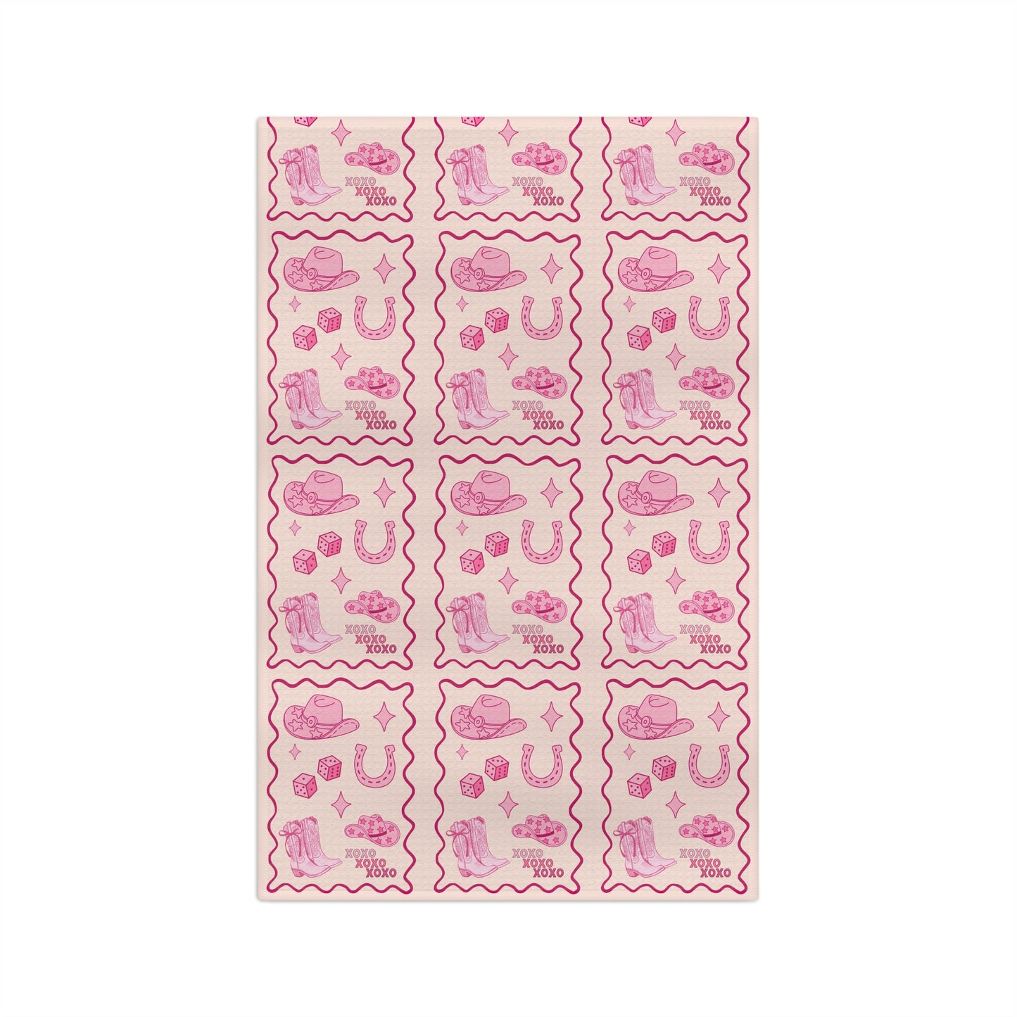 Cowgirl Love Tea Towel — Valentine's Day Cowboy Boot, Hat & Horseshoe Kitchen Towel