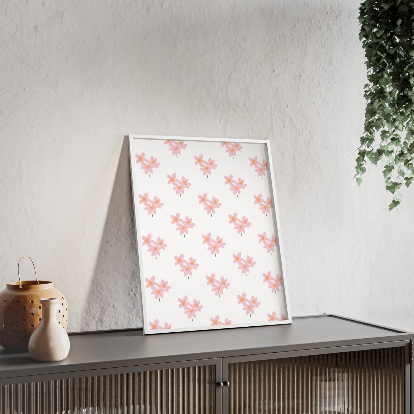 Floral Pink Blossom Poster (Framed) — Wooden Frame Wall Art