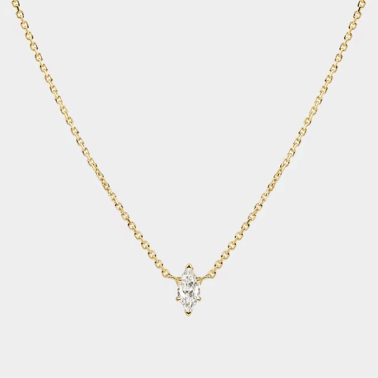 Moonbeam Dainty Cable Chain Necklace with Marquise-Cut Cubic Zirconia Pendant