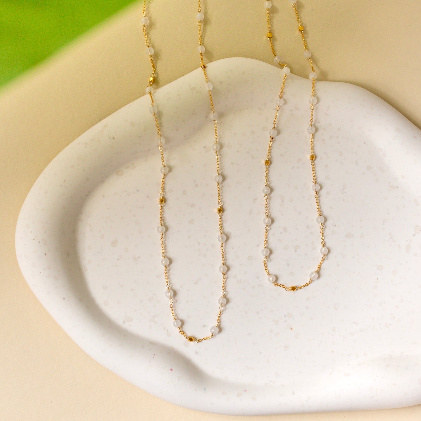 Margarita Chains - Green Onyx, Moonstone, Coral