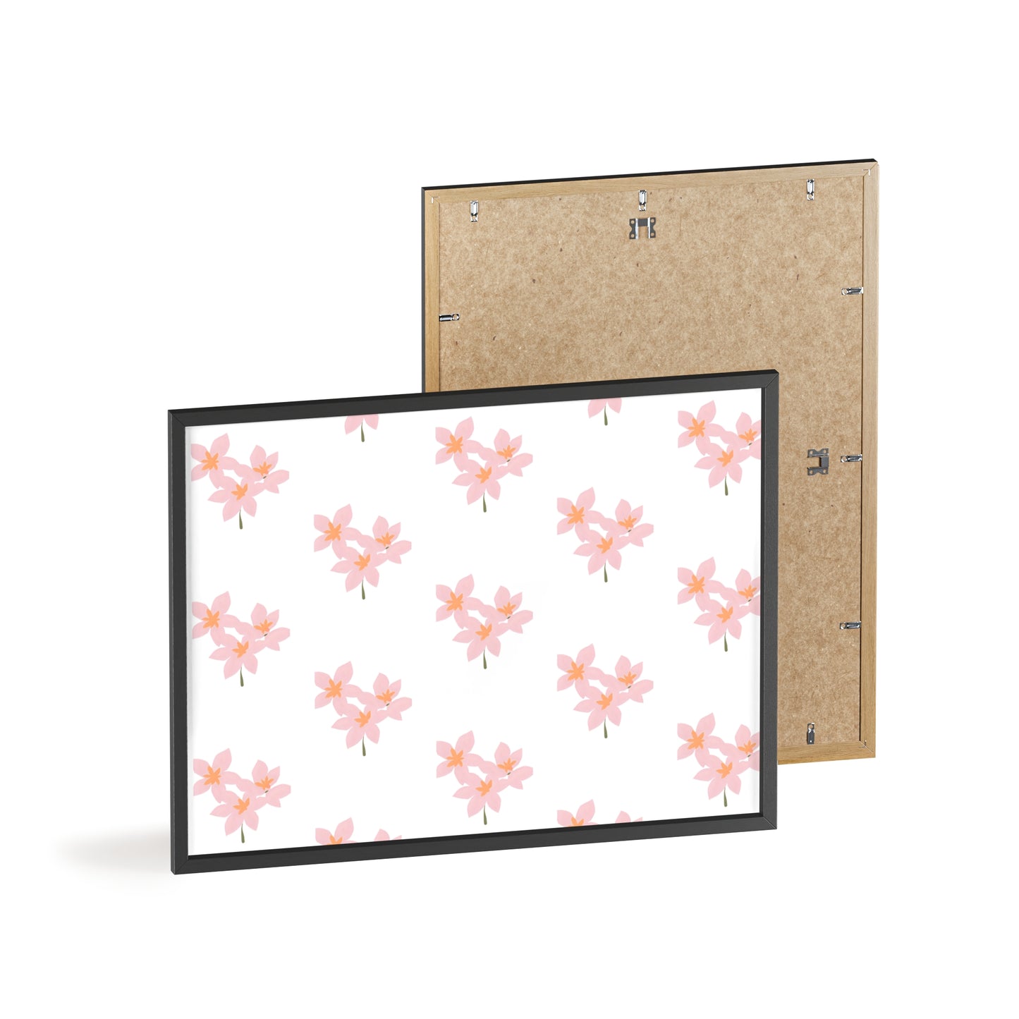 Floral Pink Blossom Poster (Framed) — Wooden Frame Wall Art