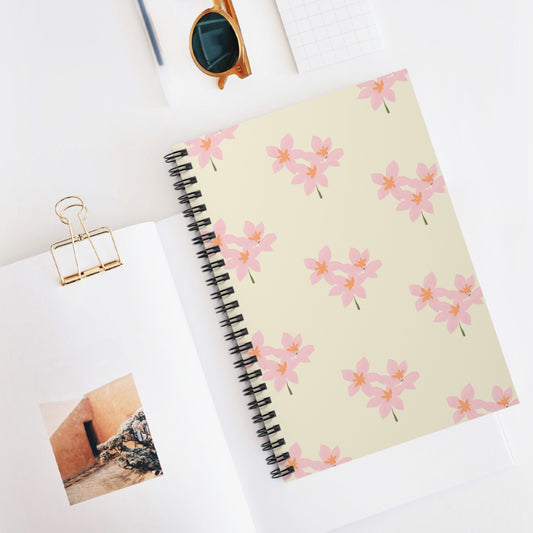 Floral Spiral Notebook — Pink Cherry Blossom Ruled Journal
