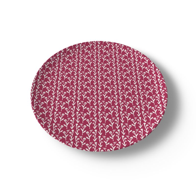 Set of Cranberry Ivy Manor China Plates (Set of 4 or 8)