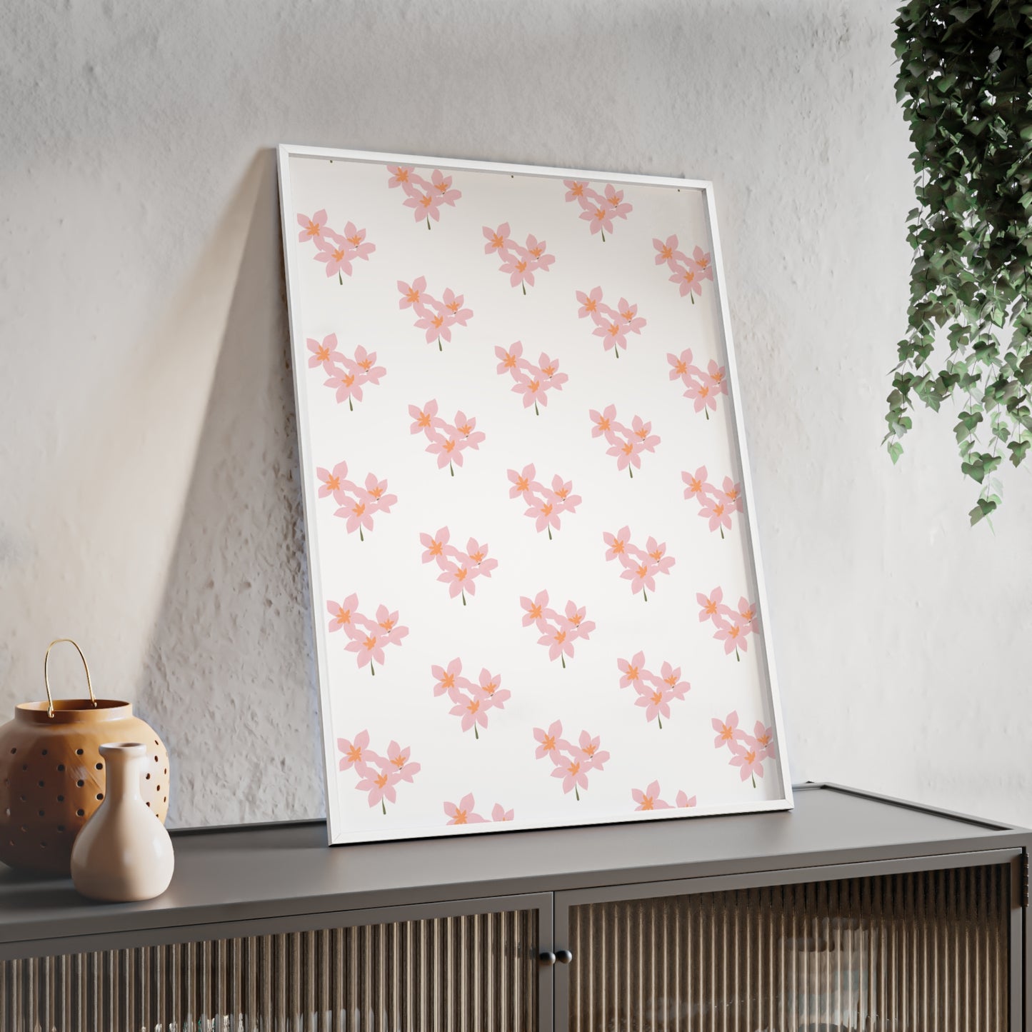 Floral Pink Blossom Poster (Framed) — Wooden Frame Wall Art