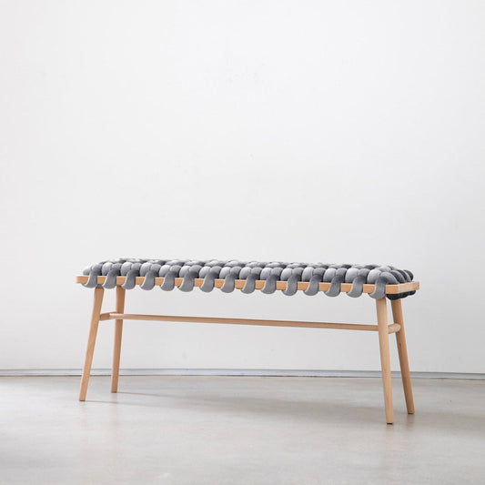 Sterling Grey Velvet Woven Bench