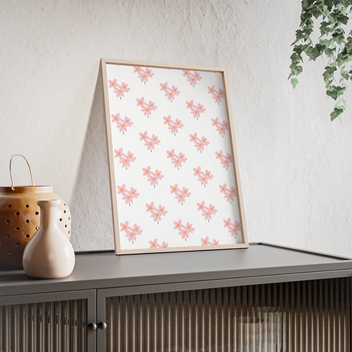 Floral Pink Blossom Poster (Framed) — Wooden Frame Wall Art