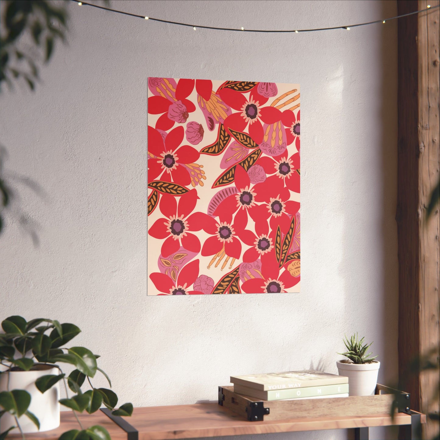 Floral Pop Matte Vertical Poster — Bold Red Blossoms Wall Art