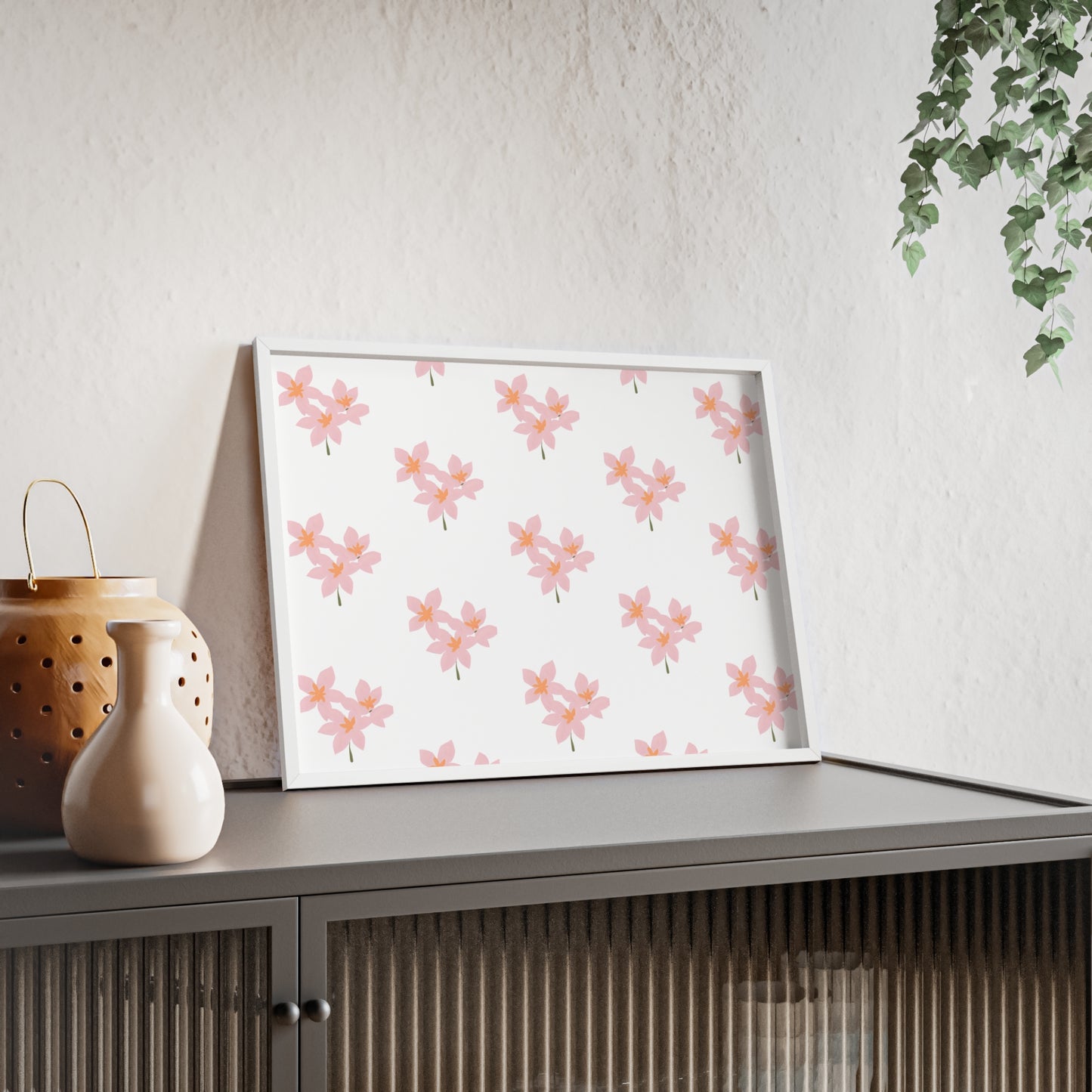 Floral Pink Blossom Poster (Framed) — Wooden Frame Wall Art