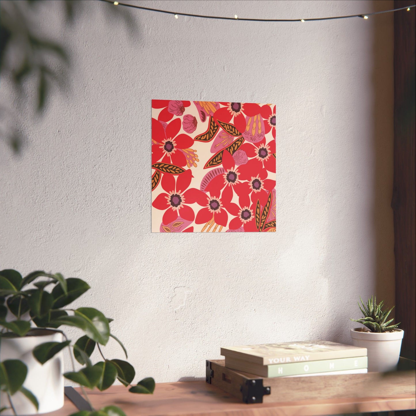 Floral Pop Matte Vertical Poster — Bold Red Blossoms Wall Art
