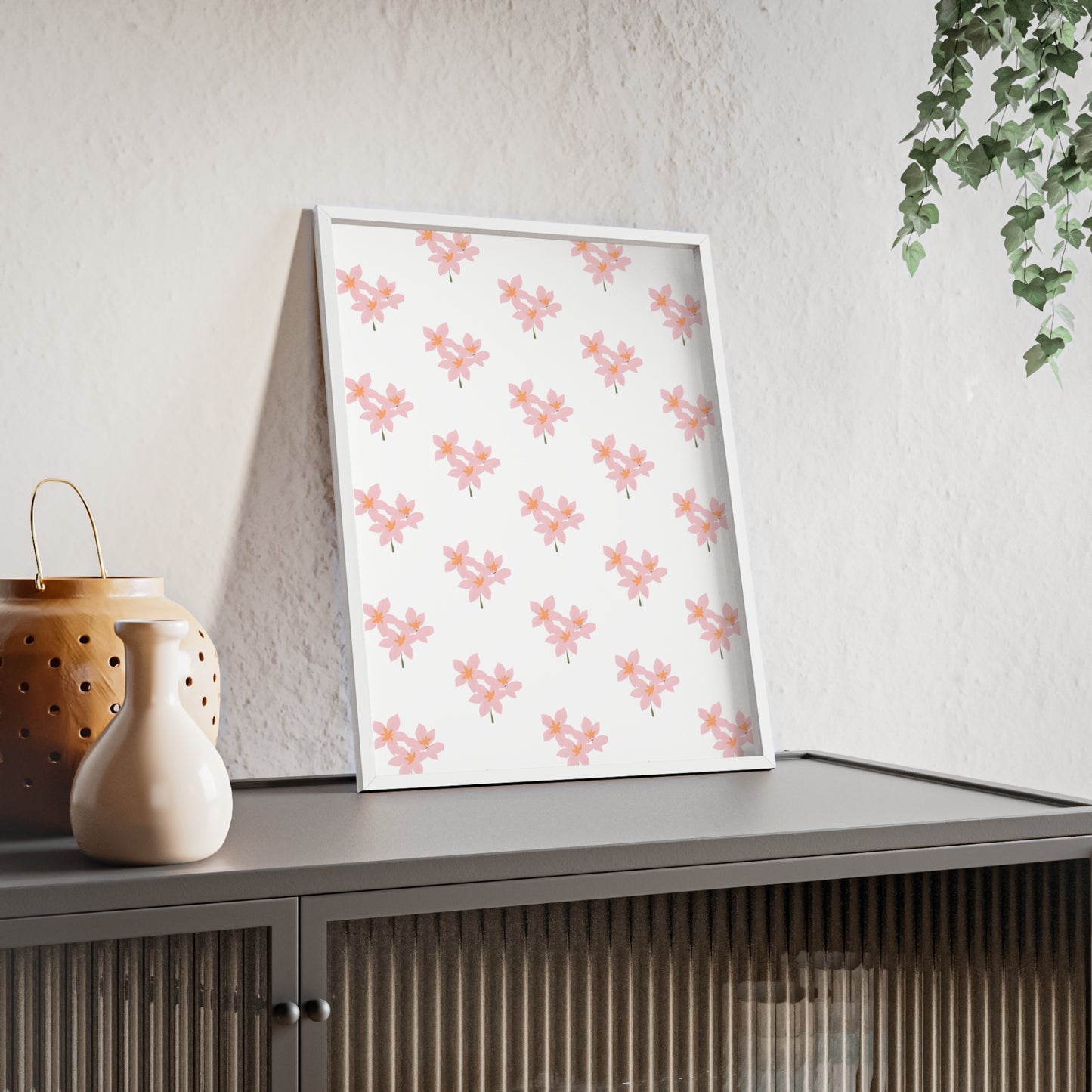 Floral Pink Blossom Poster (Framed) — Wooden Frame Wall Art