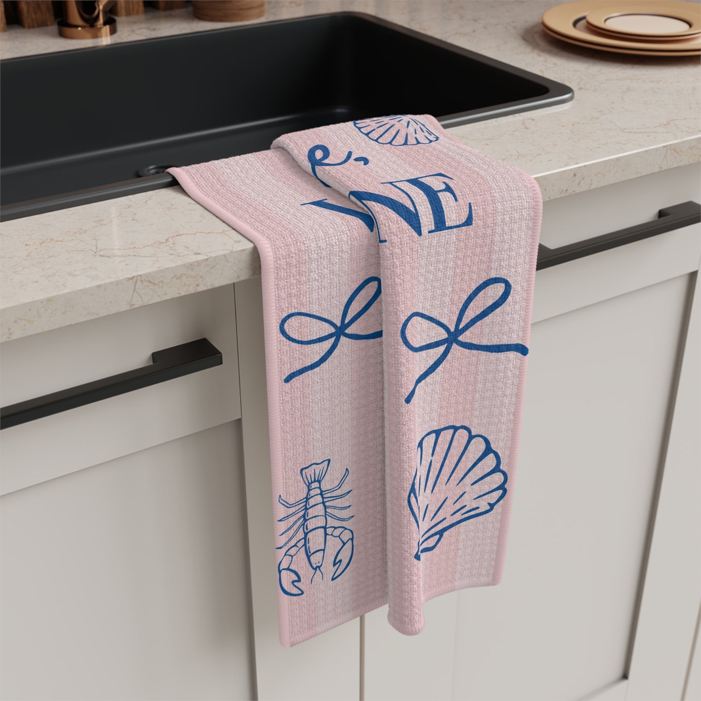 Be Mine, Valentine - Pink Coastal Kitchen Tea Towel