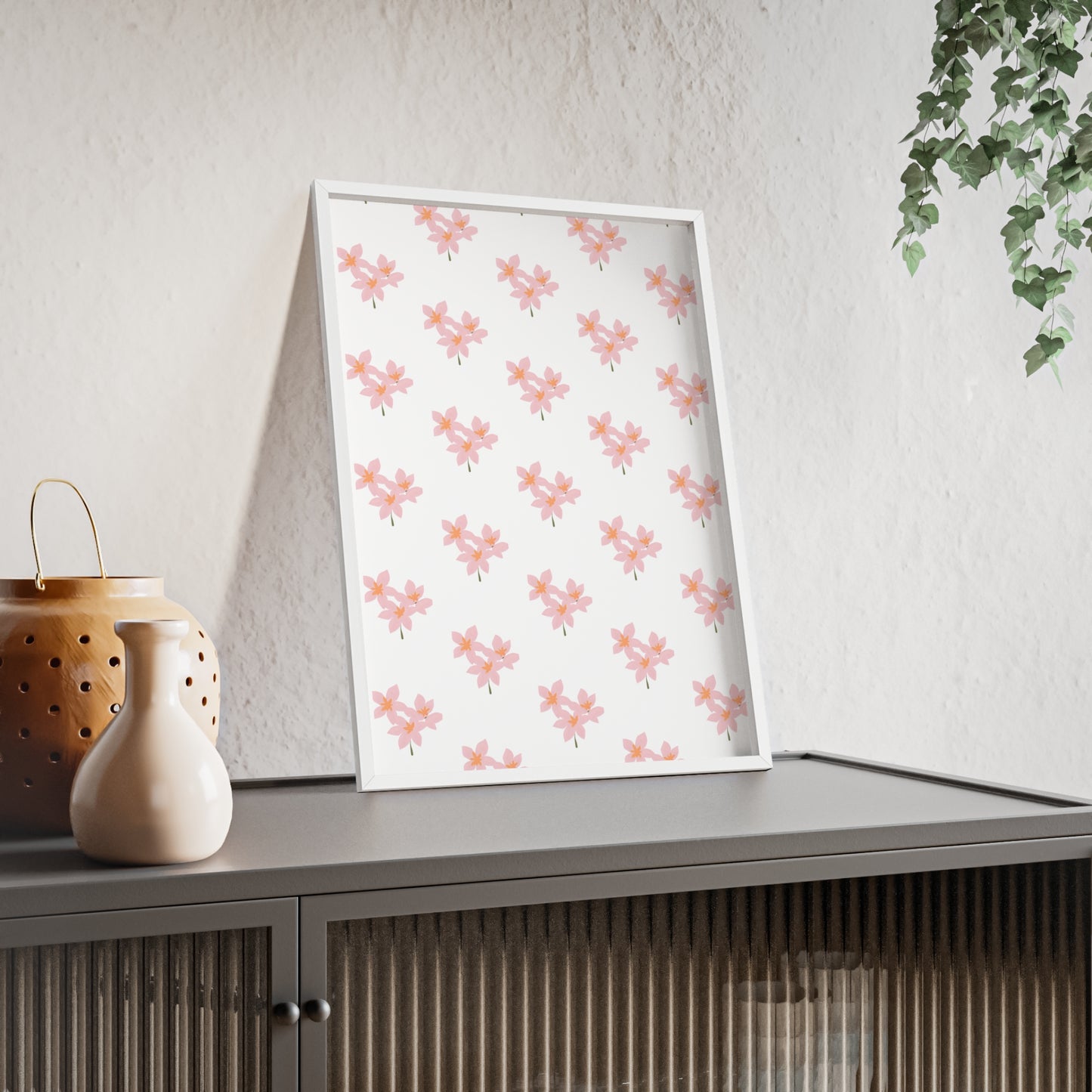 Floral Pink Blossom Poster (Framed) — Wooden Frame Wall Art