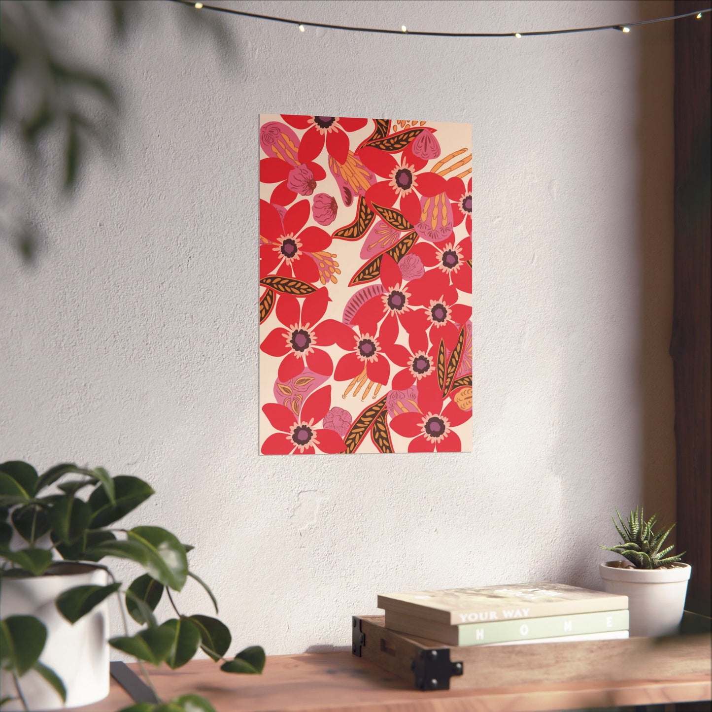 Floral Pop Matte Vertical Poster — Bold Red Blossoms Wall Art
