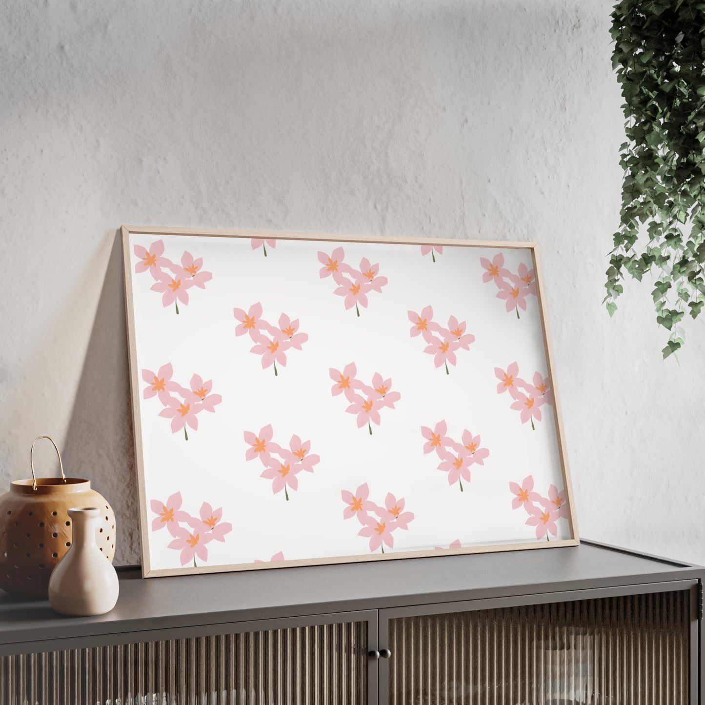 Floral Pink Blossom Poster (Framed) — Wooden Frame Wall Art