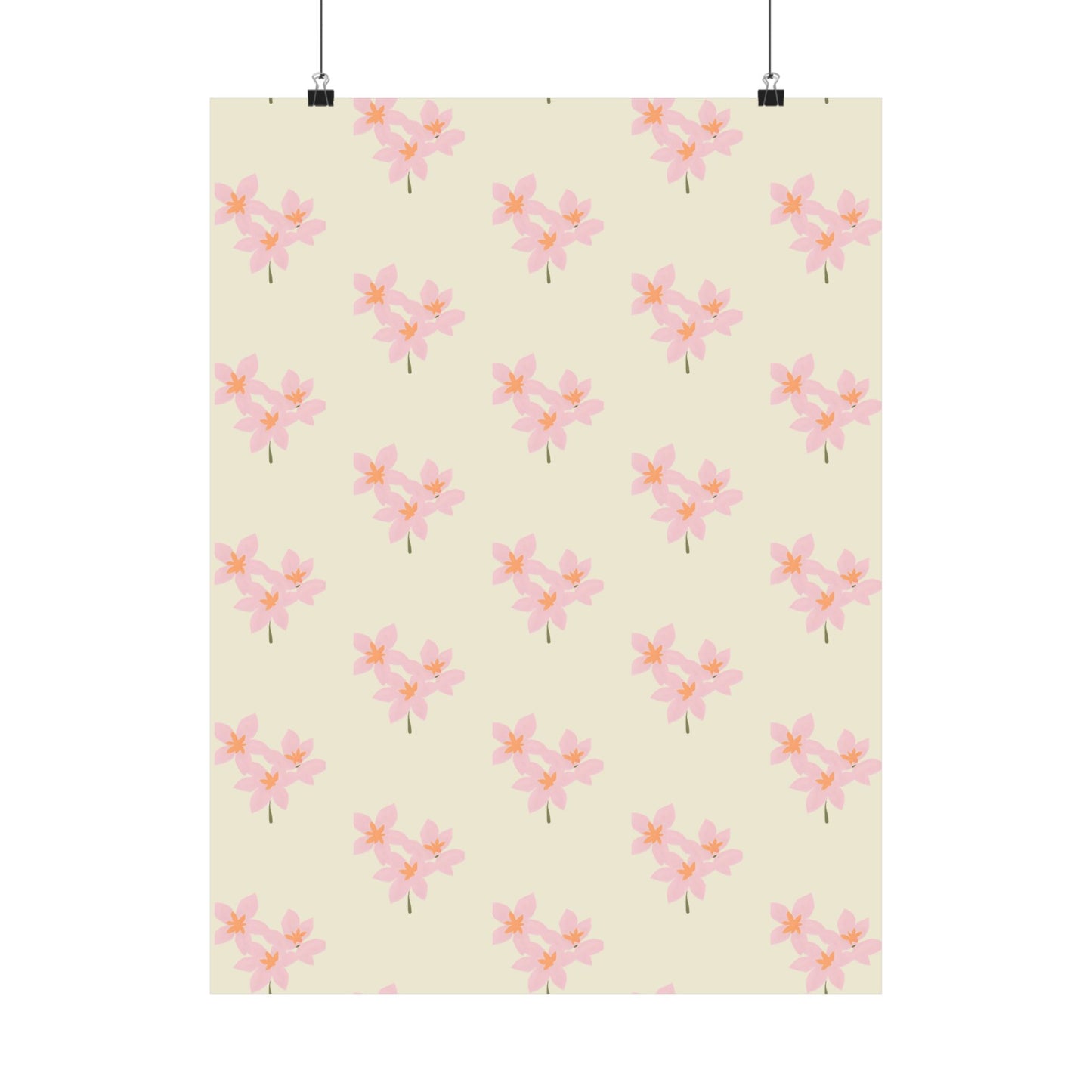 Floral Pink Blossom Matte Poster — Minimal Botanical Wall Art