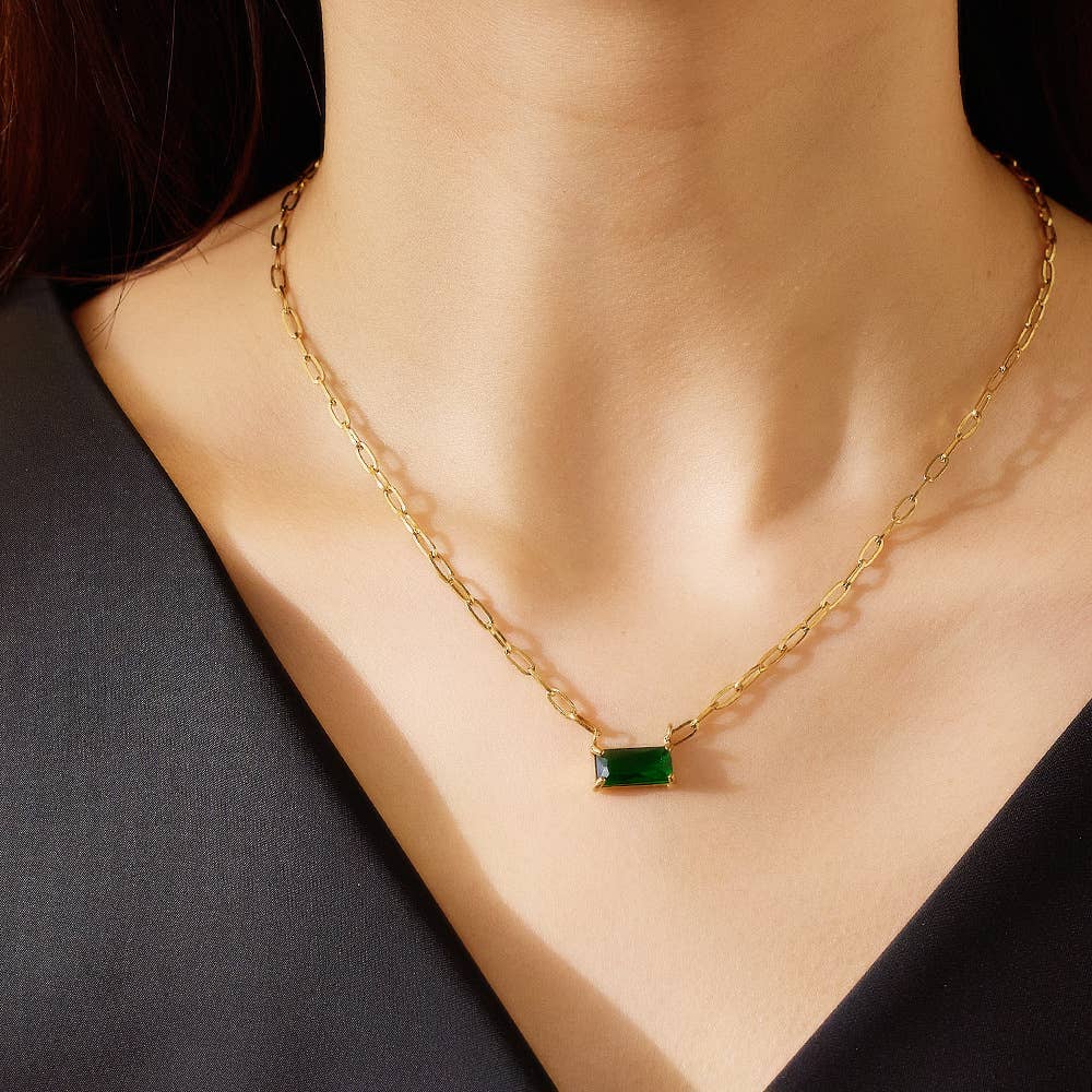 Rectangle Zircon Necklace