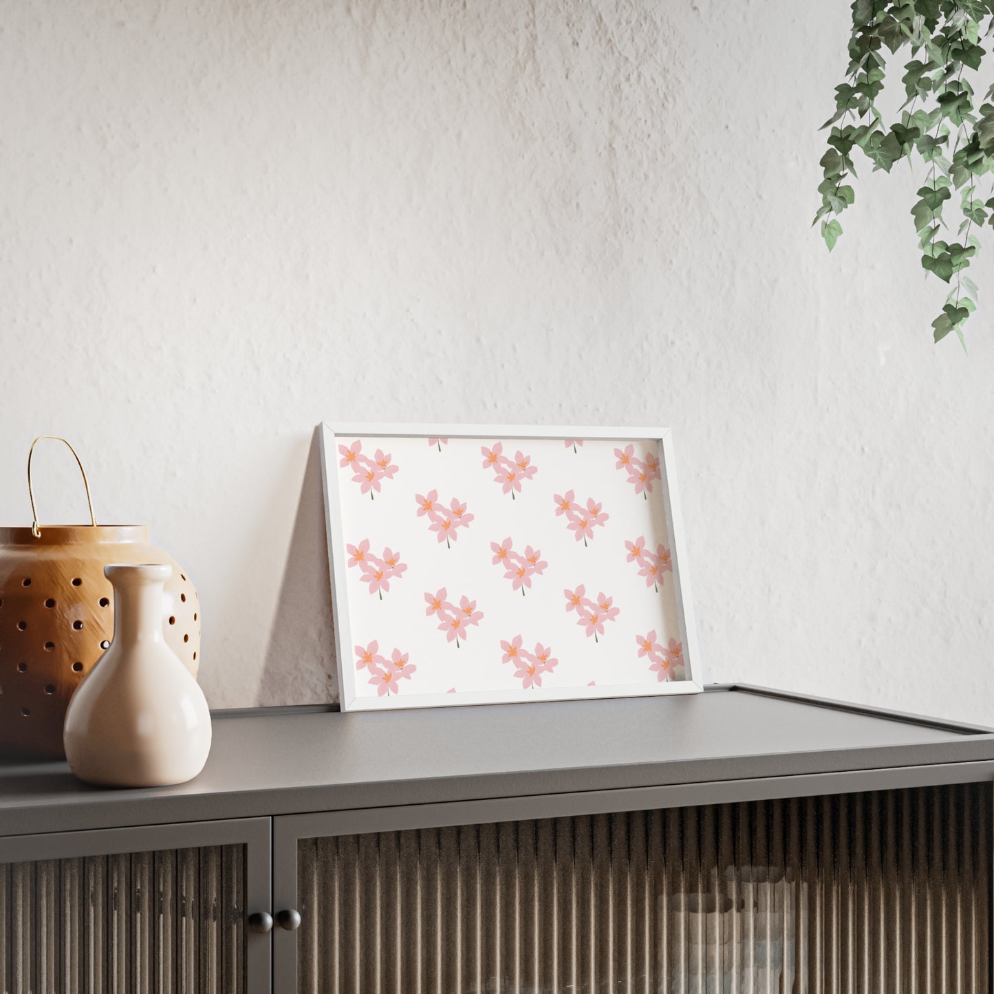 Floral Pink Blossom Poster (Framed) — Wooden Frame Wall Art