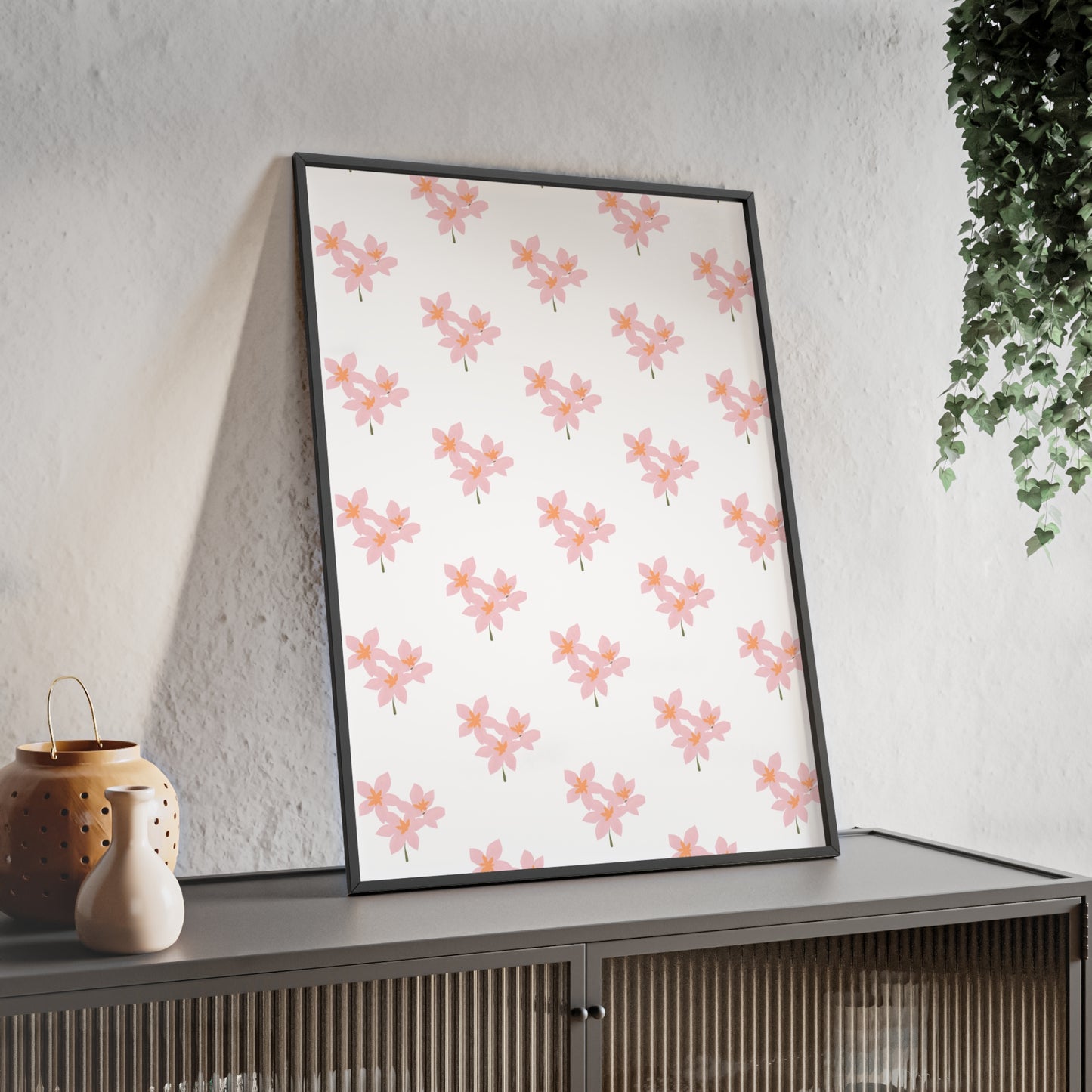 Floral Pink Blossom Poster (Framed) — Wooden Frame Wall Art
