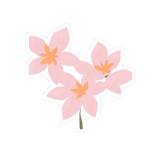 Pink Floral Sticker — Kiss-Cut Cherry Blossom Vinyl Sticker