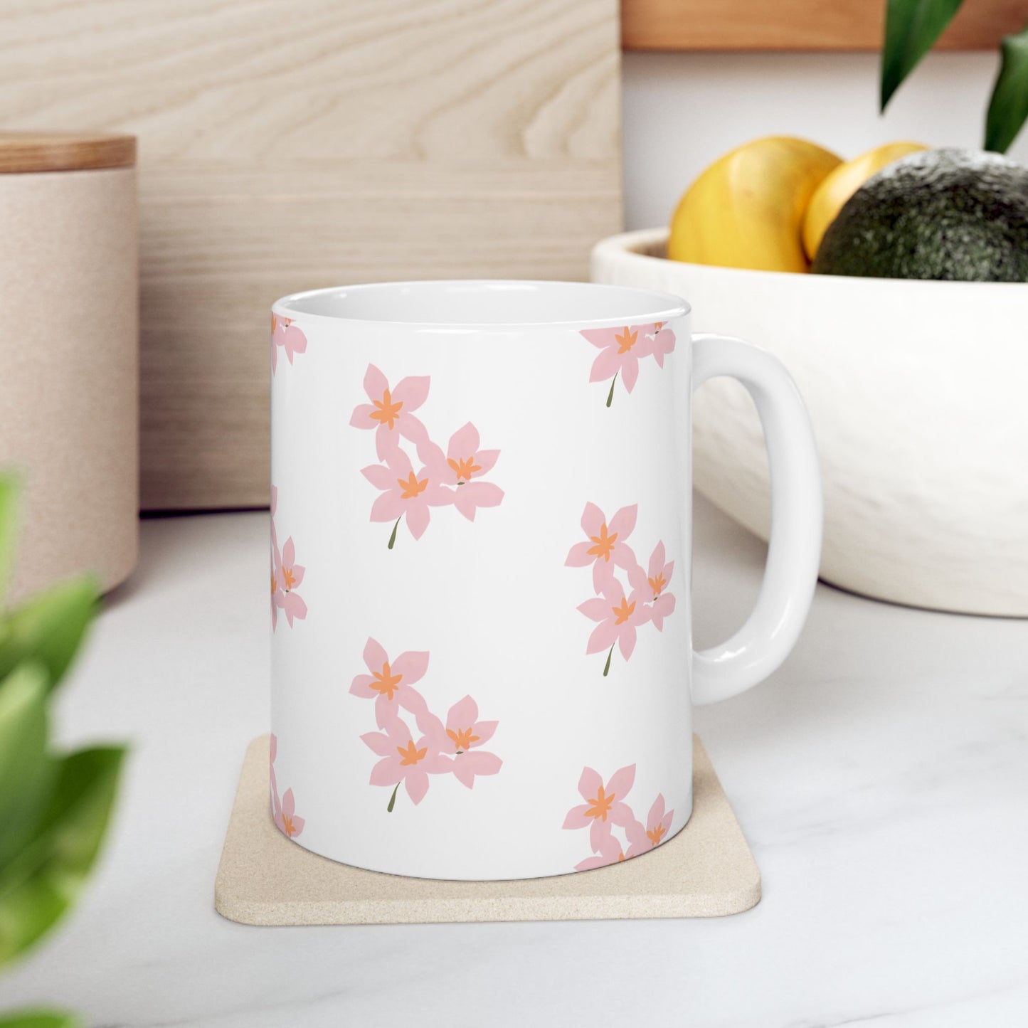 Pink Blossom Ceramic Mug, (11oz, 15oz)