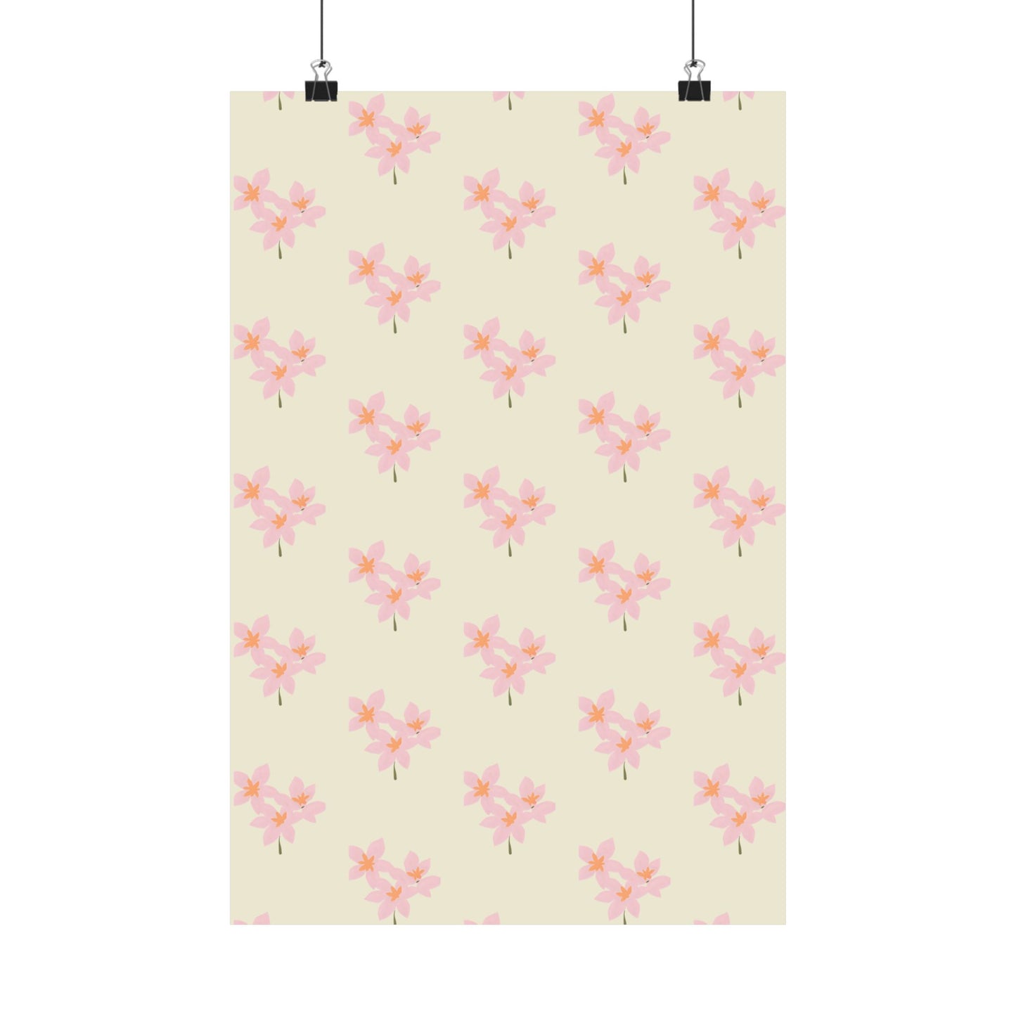 Floral Pink Blossom Matte Poster — Minimal Botanical Wall Art