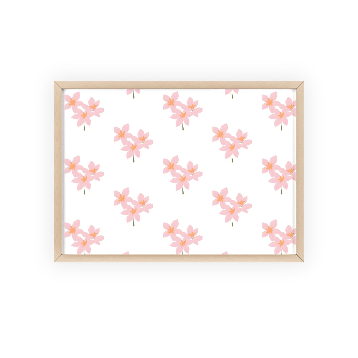 Floral Pink Blossom Poster (Framed) — Wooden Frame Wall Art