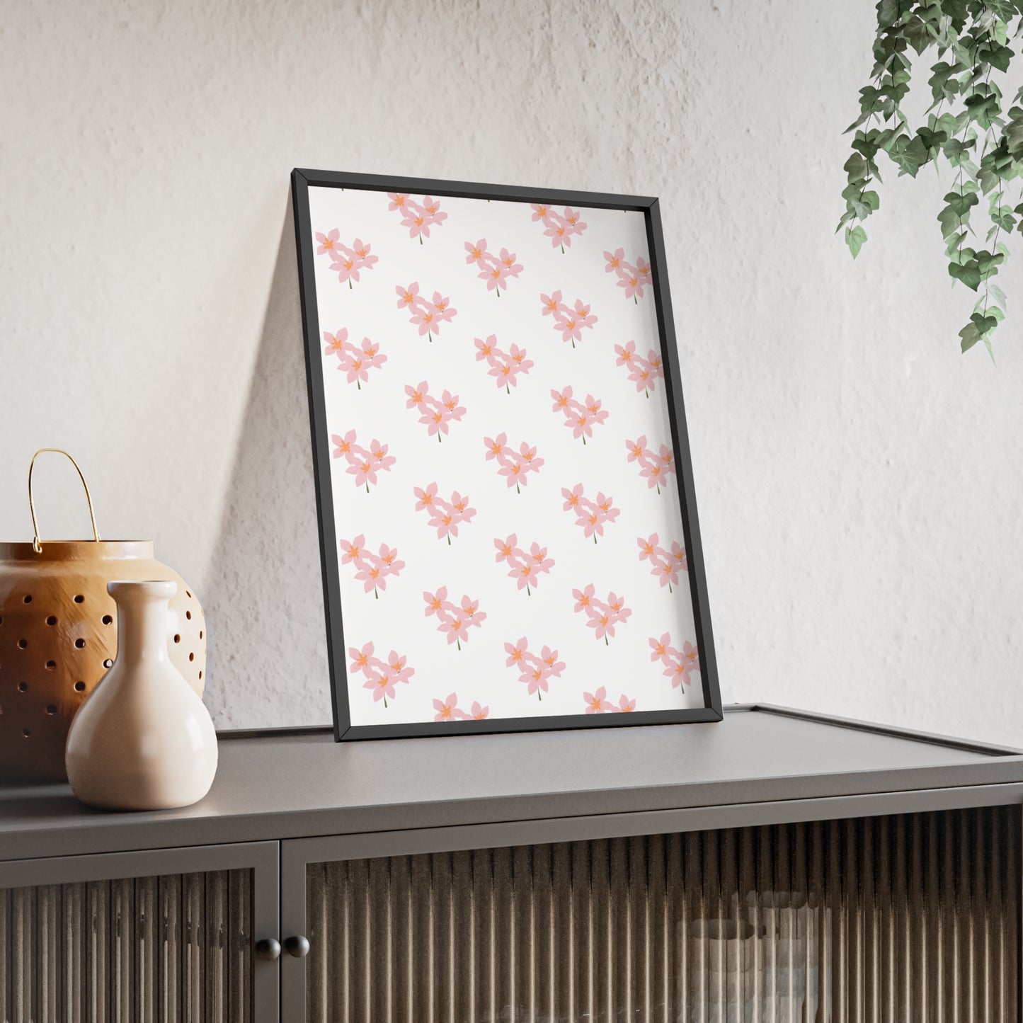 Floral Pink Blossom Poster (Framed) — Wooden Frame Wall Art