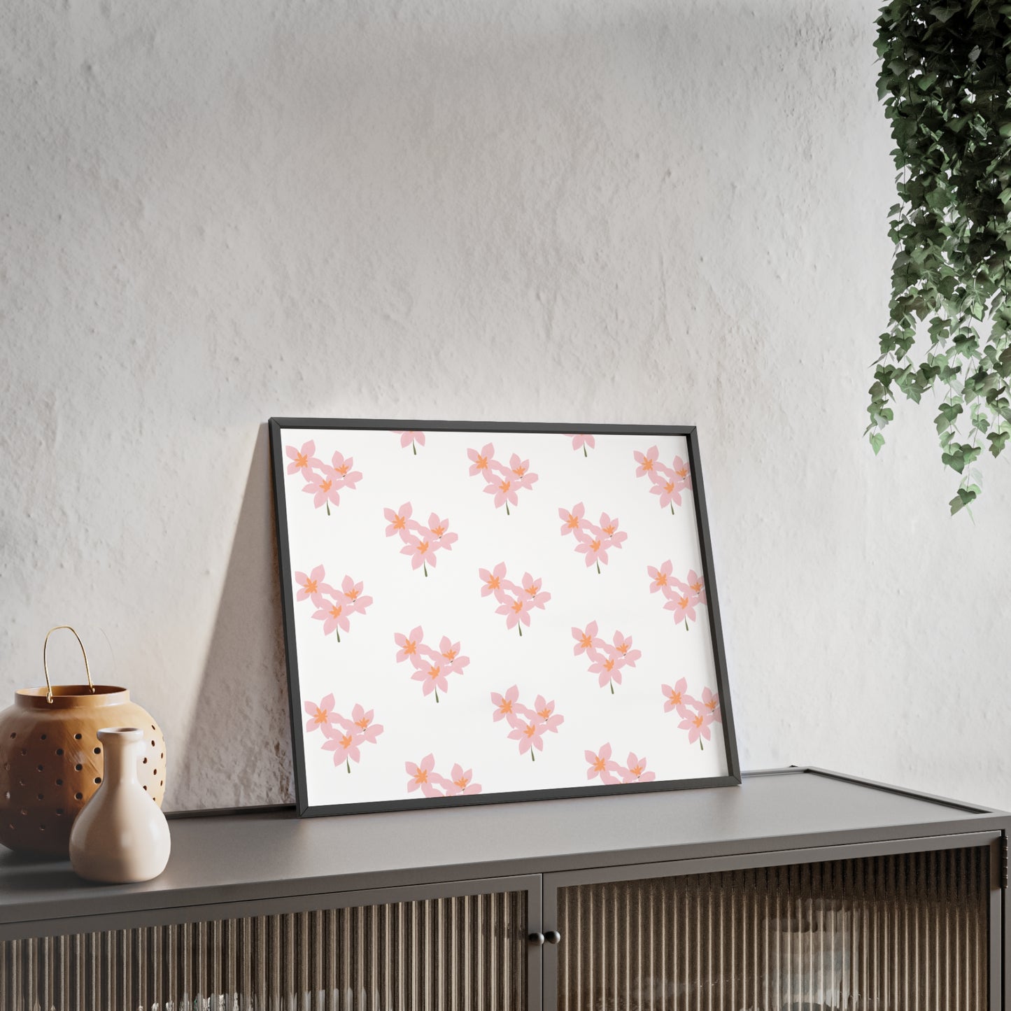 Floral Pink Blossom Poster (Framed) — Wooden Frame Wall Art
