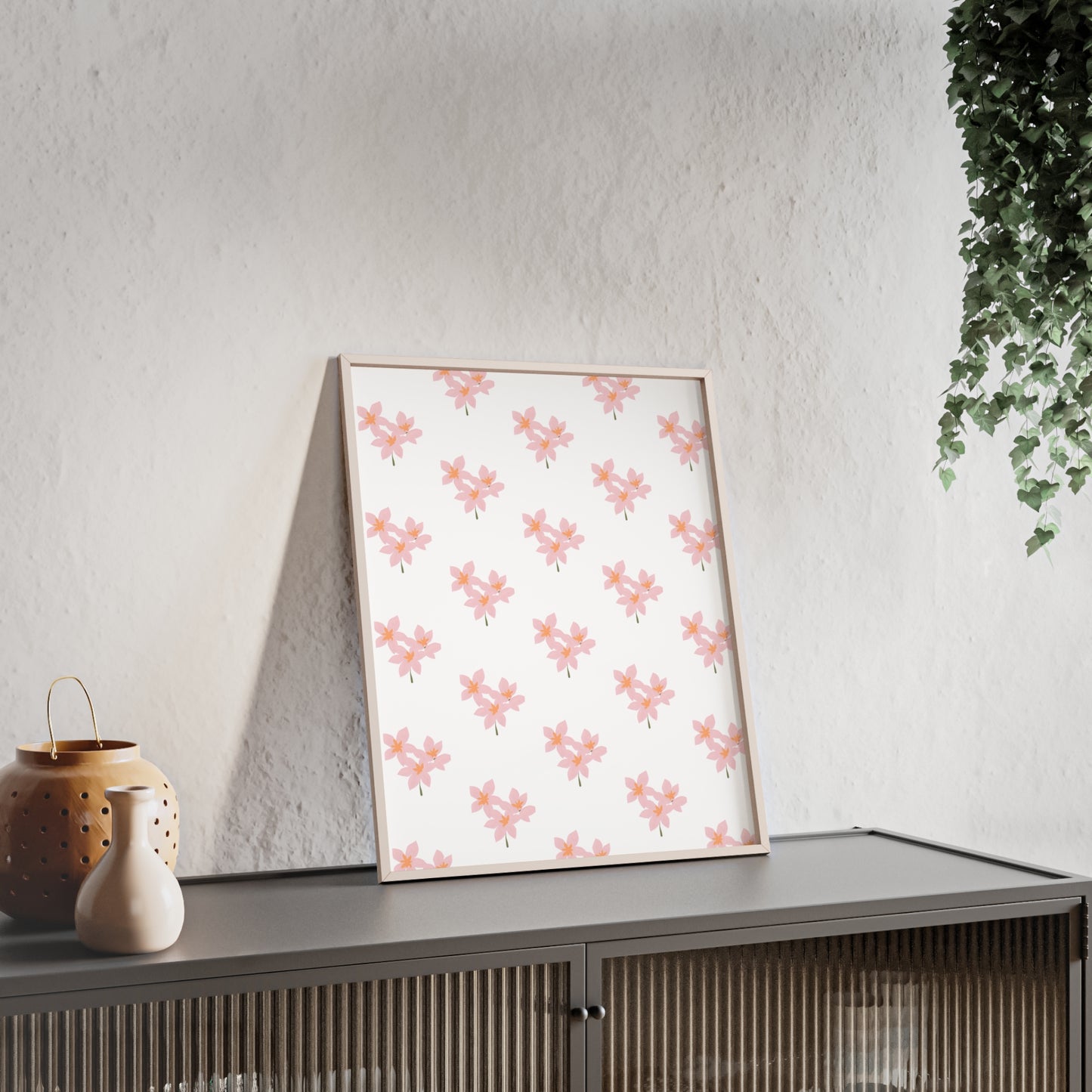 Floral Pink Blossom Poster (Framed) — Wooden Frame Wall Art