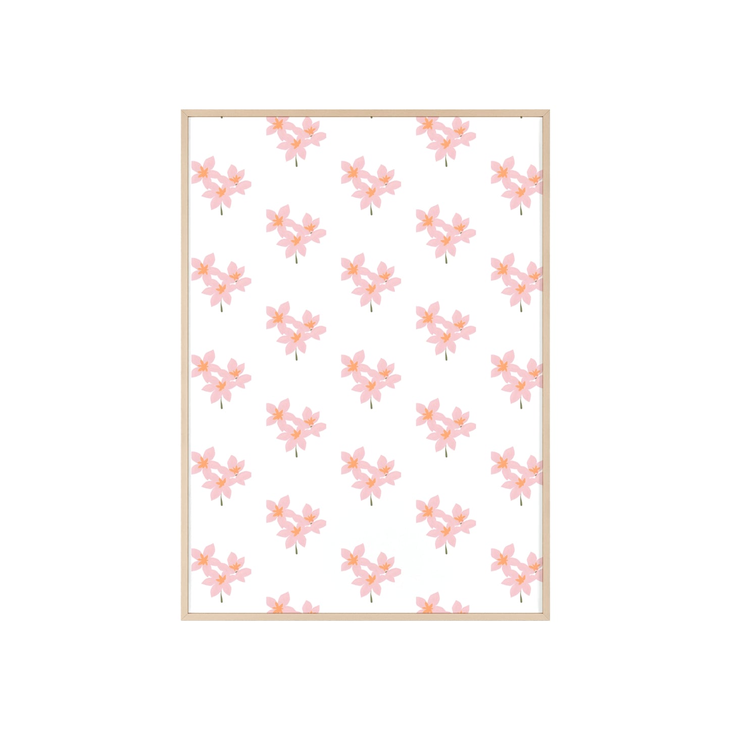 Floral Pink Blossom Poster (Framed) — Wooden Frame Wall Art