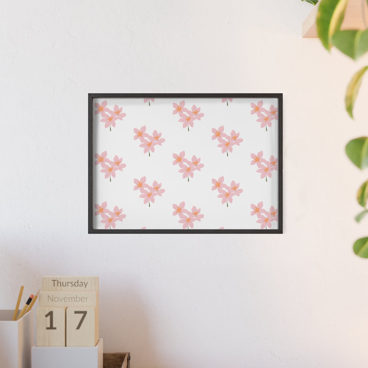 Floral Pink Blossom Poster (Framed) — Wooden Frame Wall Art