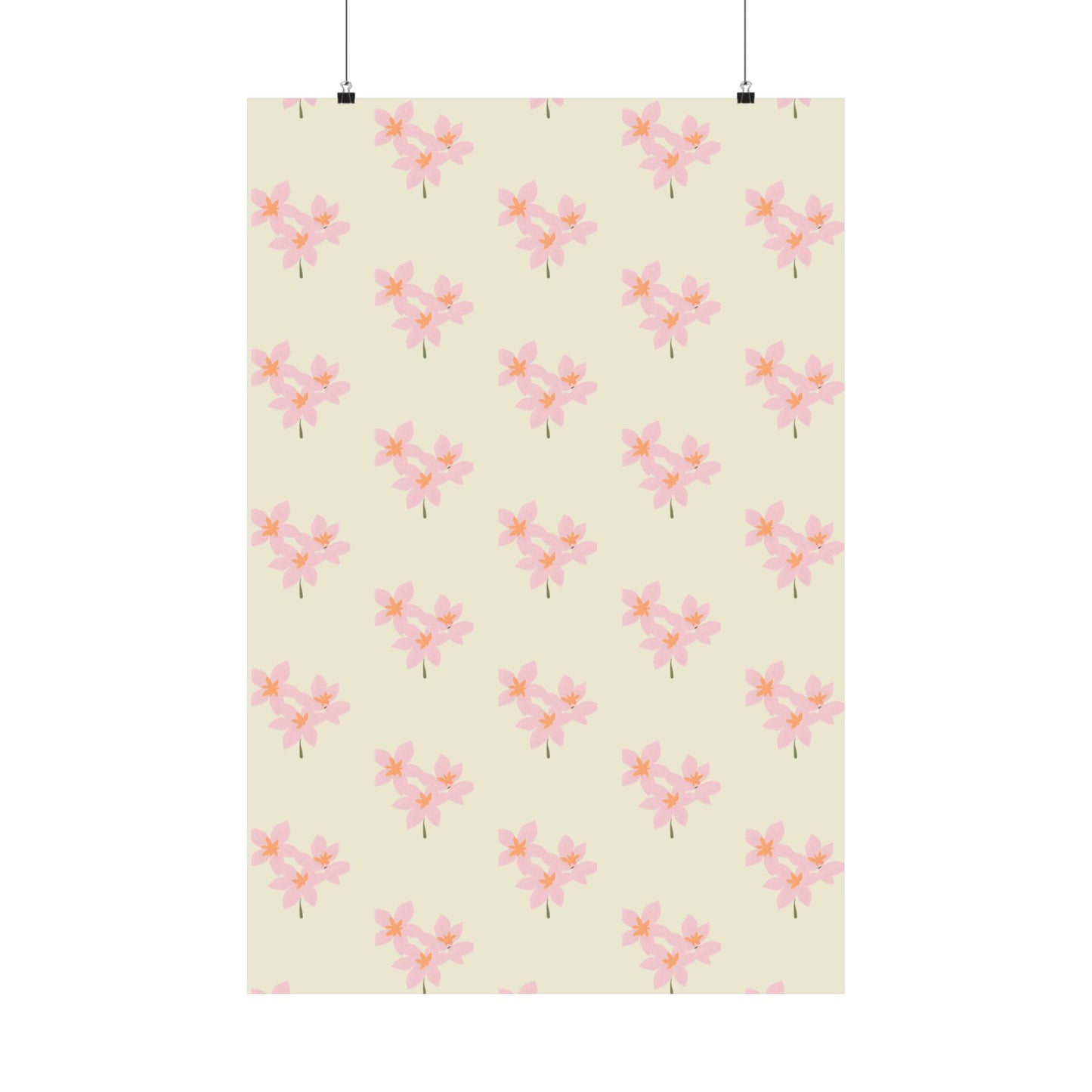 Floral Pink Blossom Matte Poster — Minimal Botanical Wall Art
