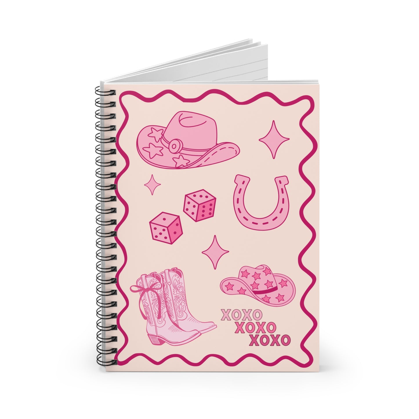 Cowgirl Love - Pink Western Valentine's Day Spiral Journal Notebook