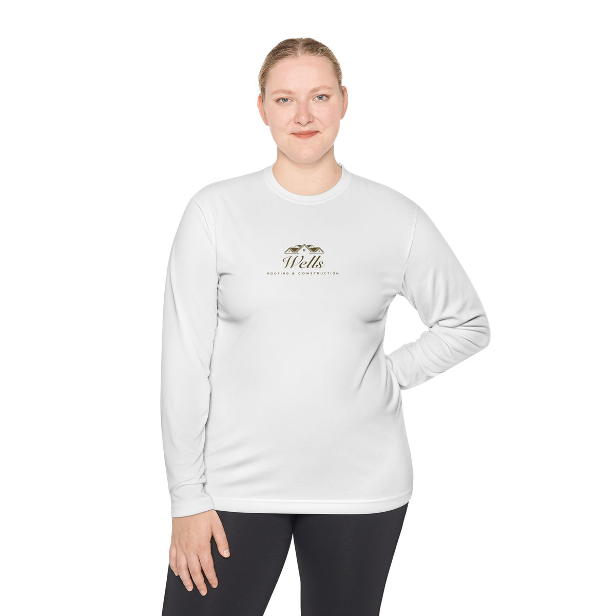 Long Sleeve Tee — Wells Roofing & Construction Logo Shirt with Phone Number (817-223-4626)