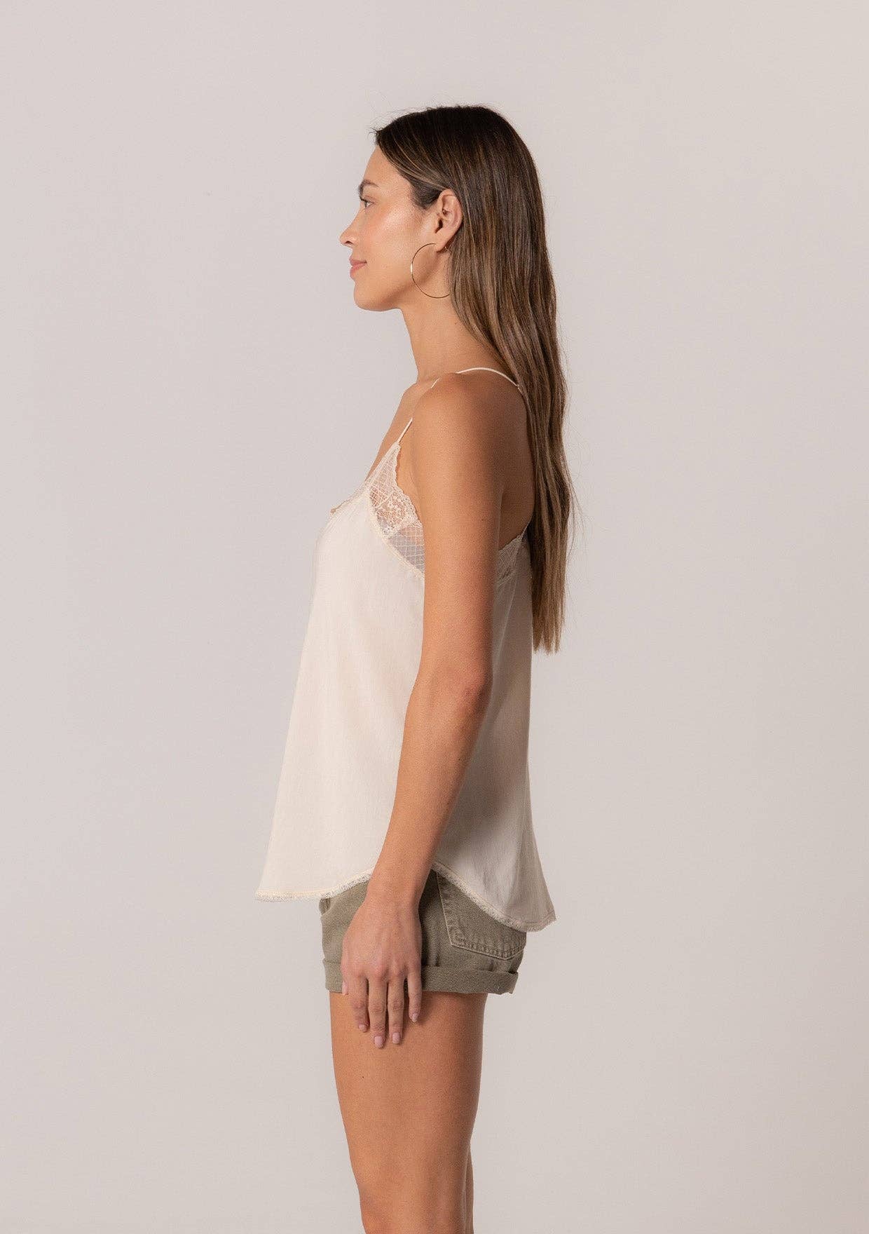 Lovestitch Lace Trim Slip Cami: Vanilla