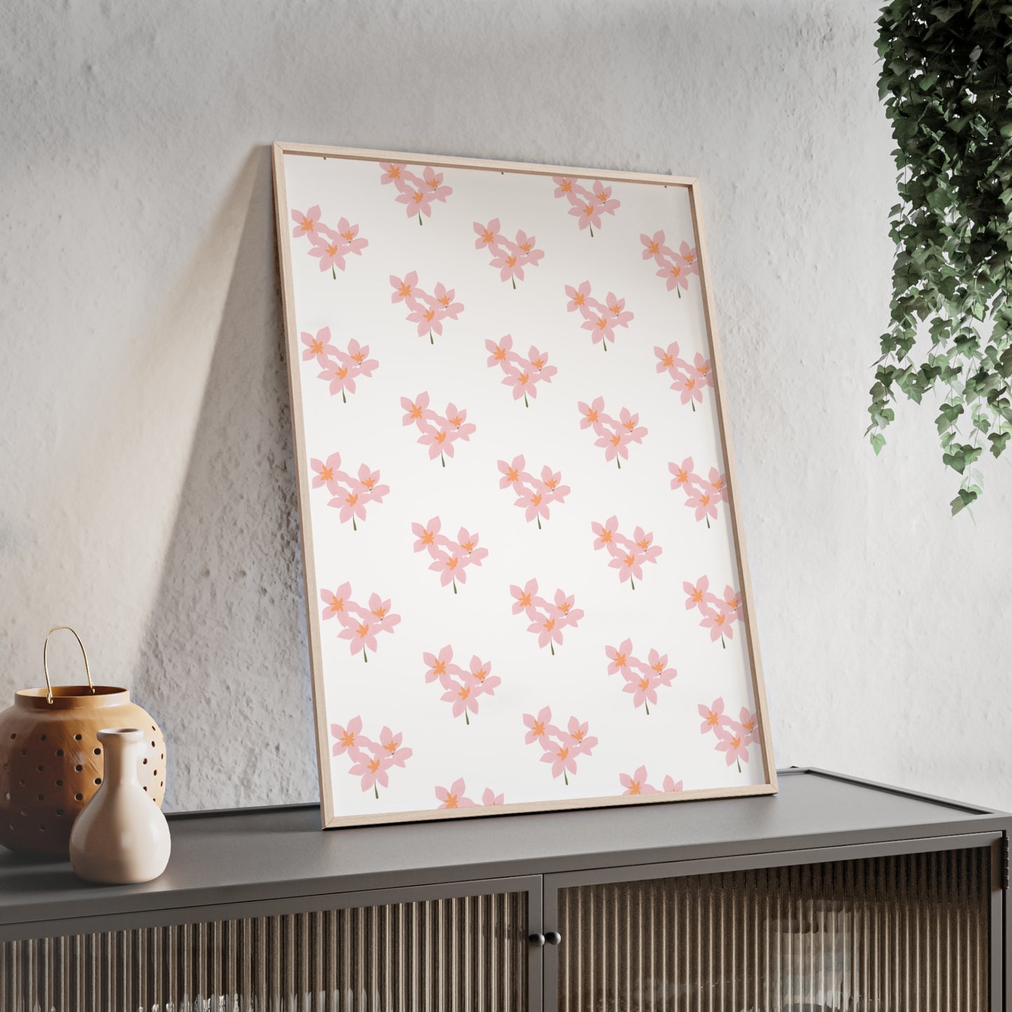 Floral Pink Blossom Poster (Framed) — Wooden Frame Wall Art