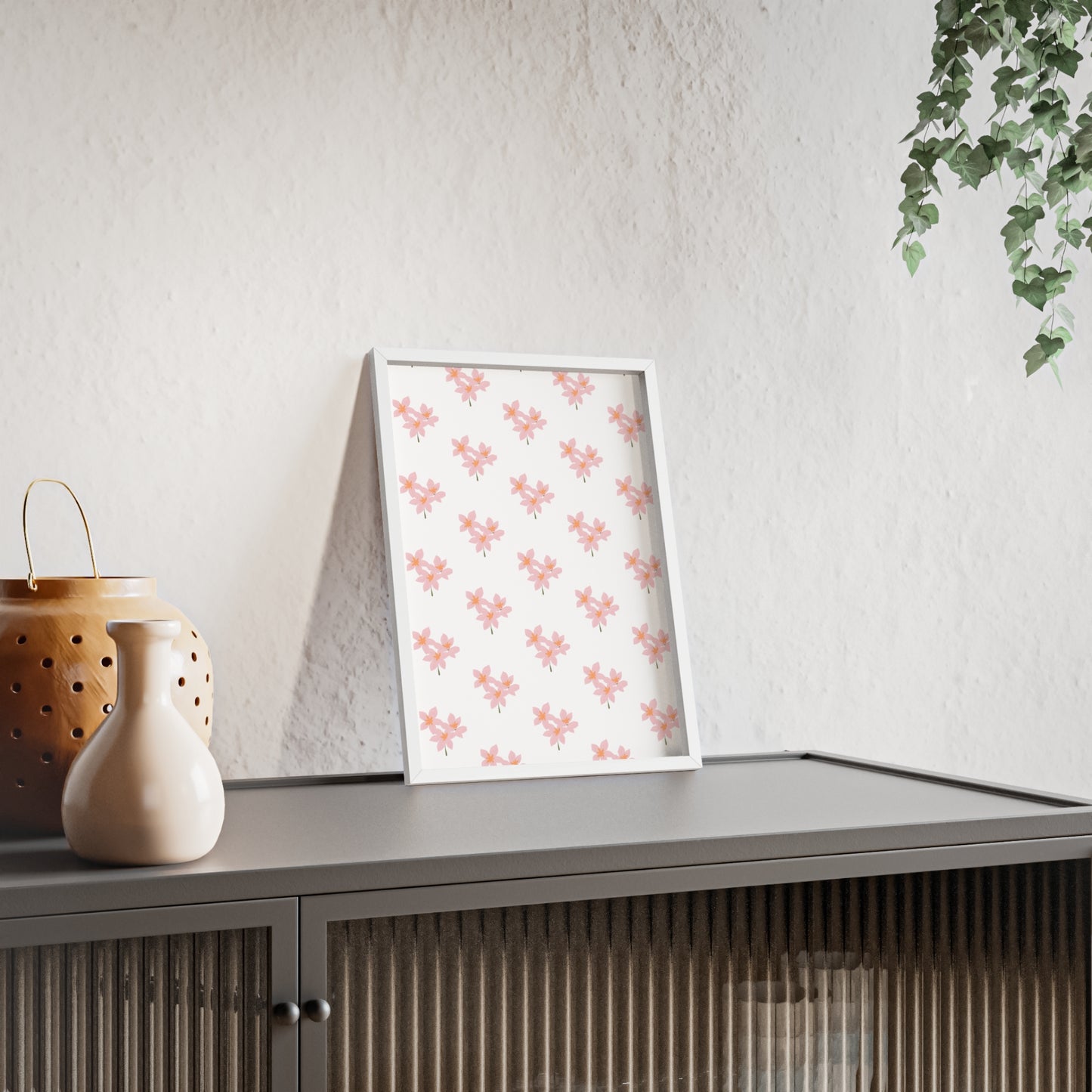 Floral Pink Blossom Poster (Framed) — Wooden Frame Wall Art
