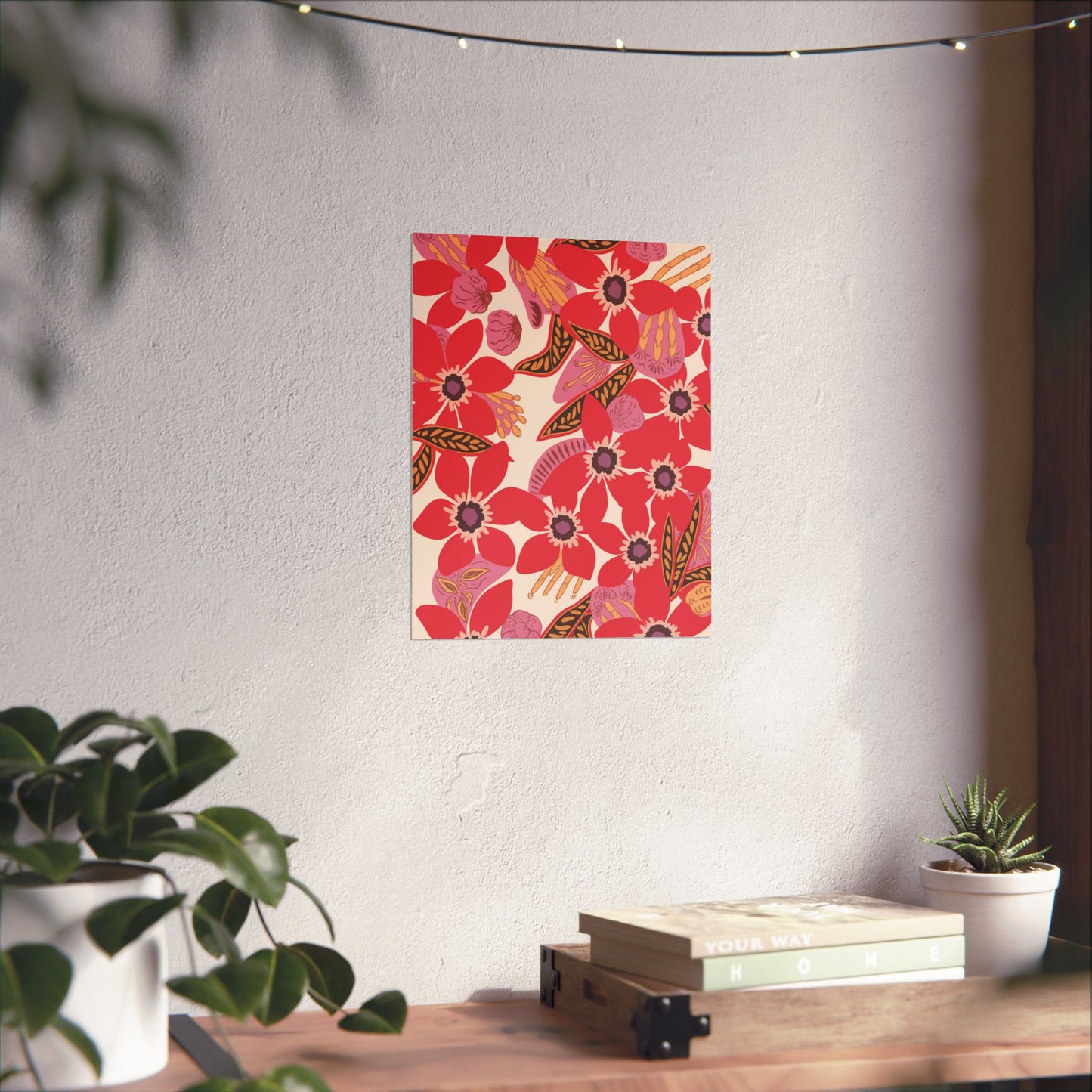 Floral Pop Matte Vertical Poster — Bold Red Blossoms Wall Art