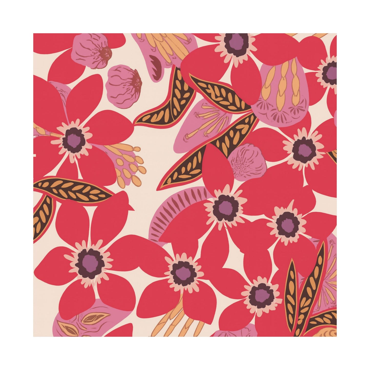 Floral Pop Matte Vertical Poster — Bold Red Blossoms Wall Art