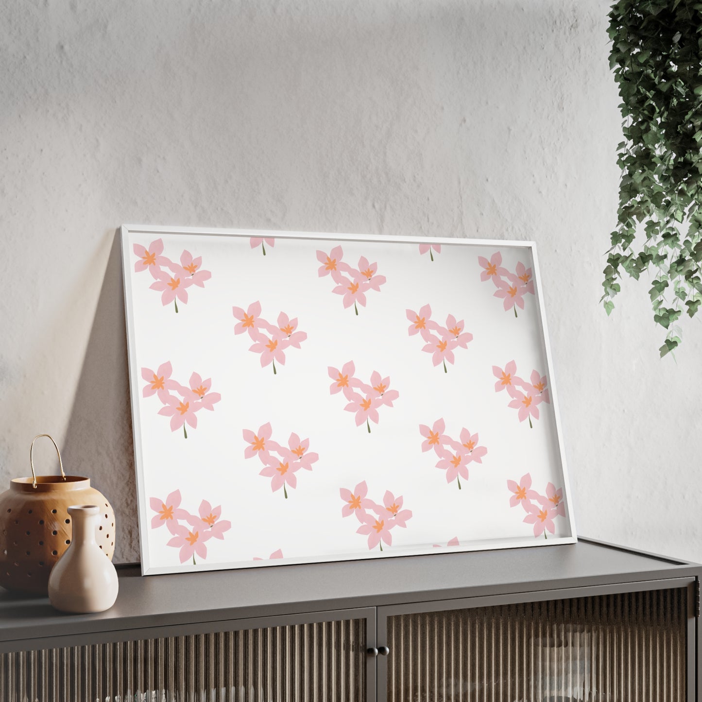Floral Pink Blossom Poster (Framed) — Wooden Frame Wall Art