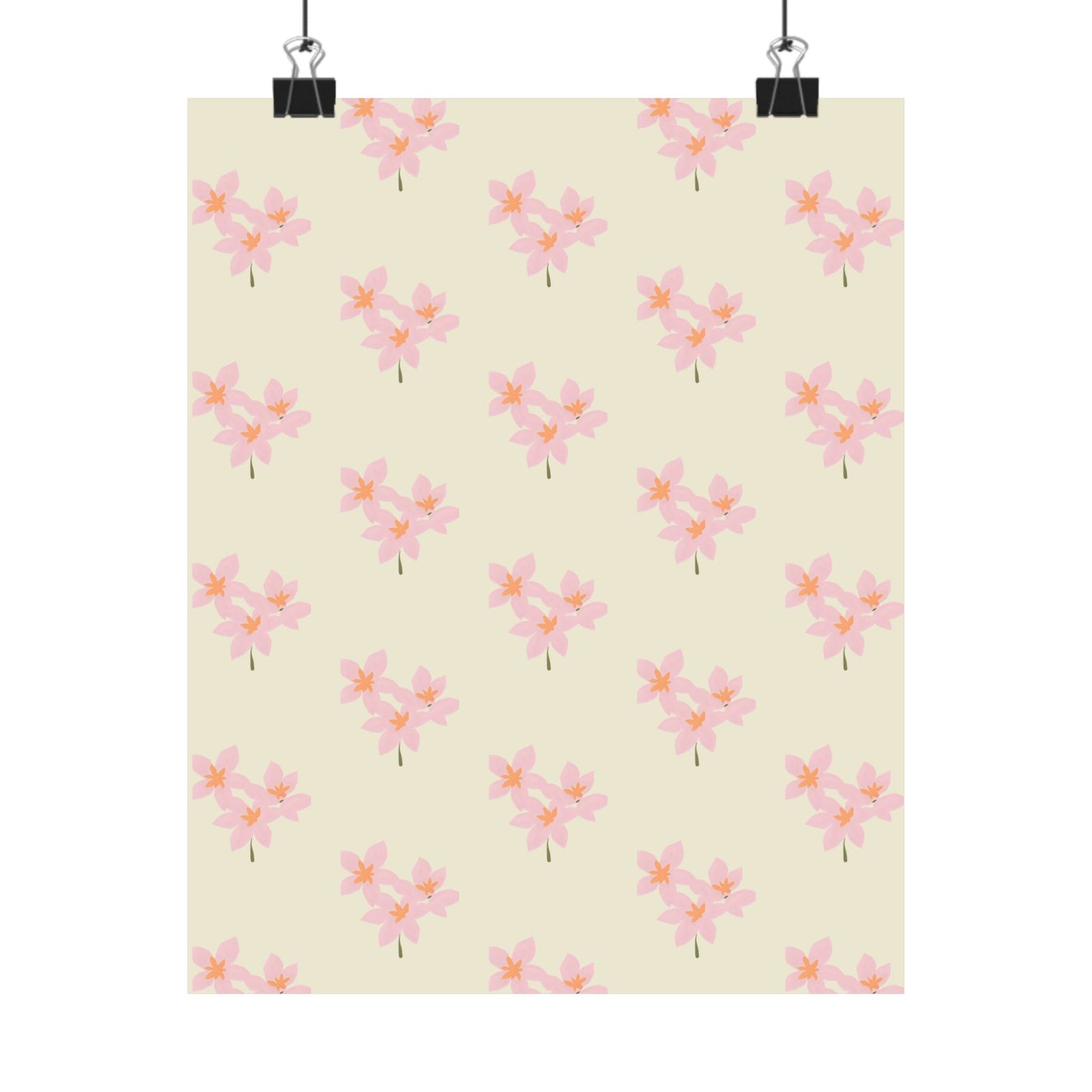 Floral Pink Blossom Matte Poster — Minimal Botanical Wall Art