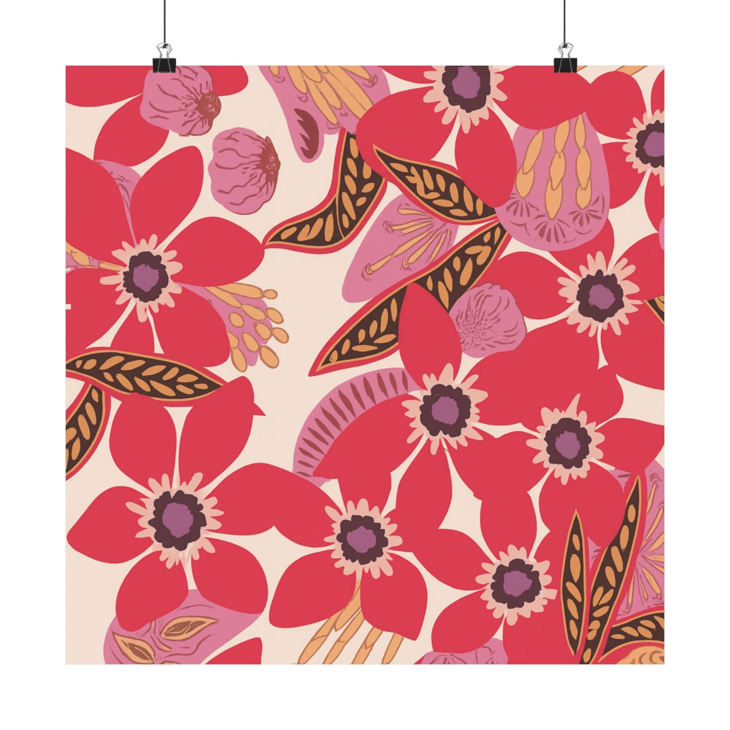 Floral Pop Matte Vertical Poster — Bold Red Blossoms Wall Art