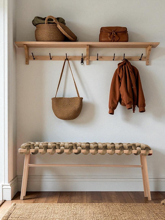 Truffle Velvet Woven Bench