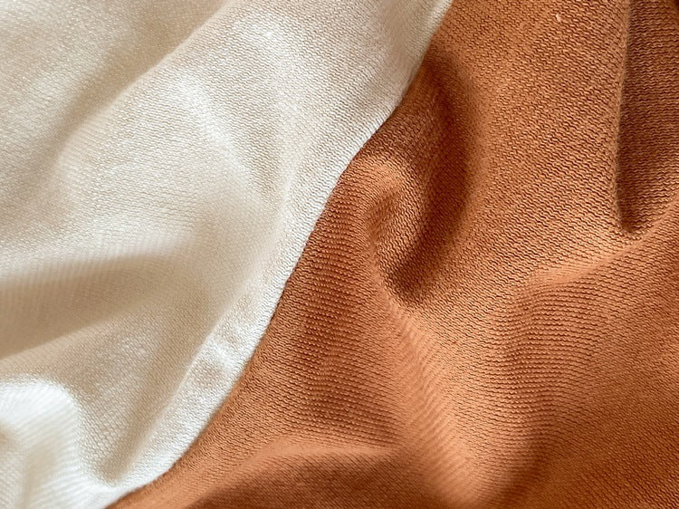 Duo Earth Tone Jersey Knit Bedding Set / White Beige