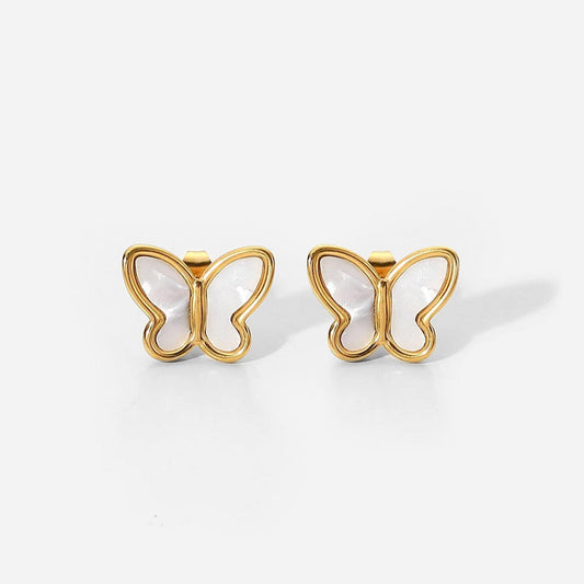 Butterfly Stud Earrings Featuring Mother of Pearl Inlay