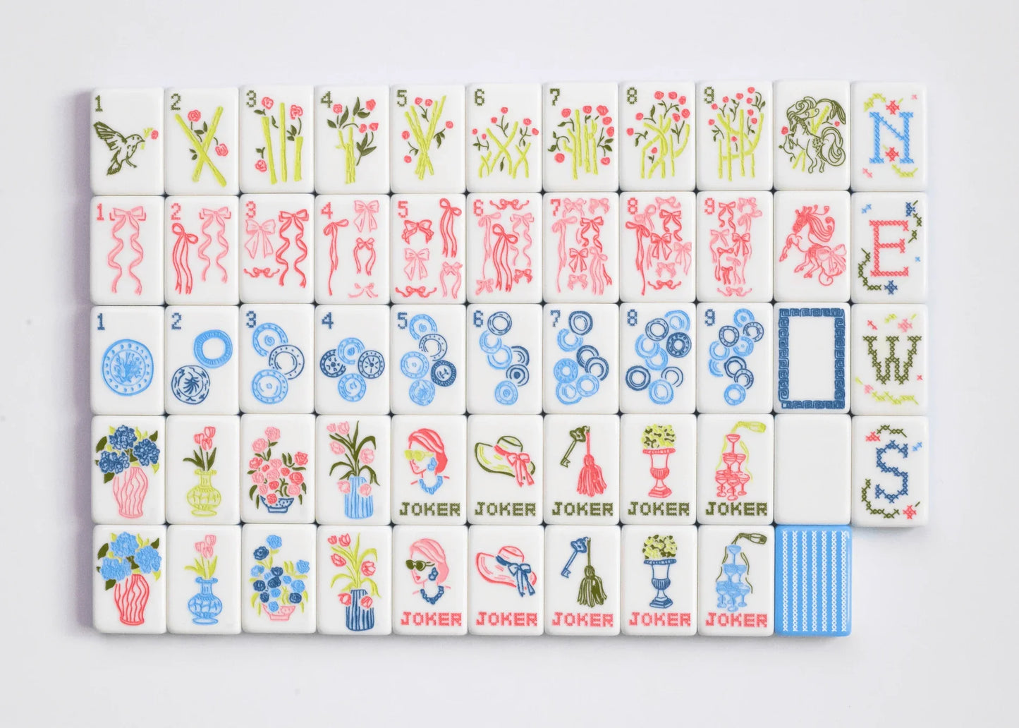 Blue Darling Mahjong Tiles