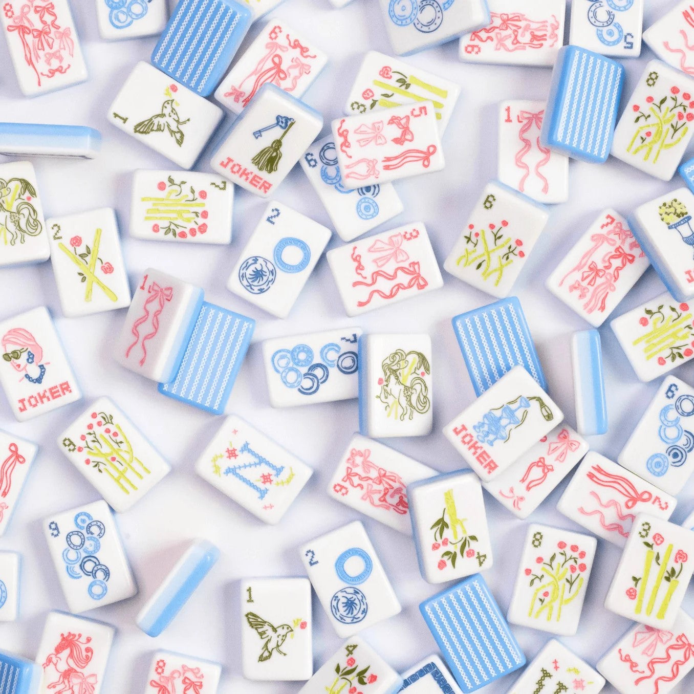 Blue Darling Mahjong Tiles
